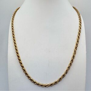 Vintage Gold Tone Rope Chain Necklace Classic Twisted Link Statement Chain